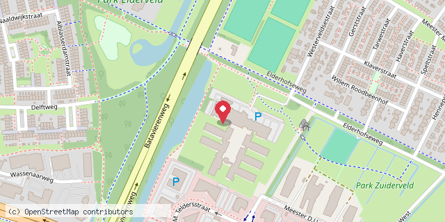 Een kaart met de locatie van AZC Elden