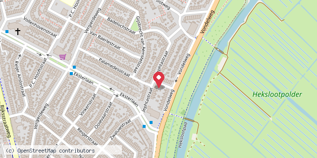 Een kaart met de locatie van Bakker