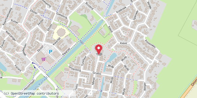 Een kaart met de locatie van Basisschool de Rietkraag