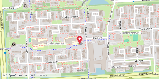 Een kaart met de locatie van CBS Ichthus