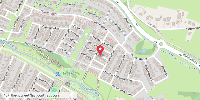 Een kaart met de locatie van Gastouderopvang Amanda