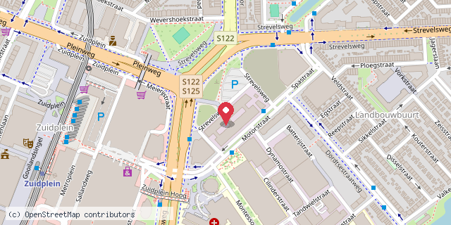 Een kaart met de locatie van Gezondheidscentrum Zuidplein