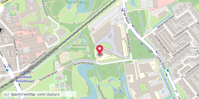 Een kaart met de locatie van HAN Pabo Arnhem