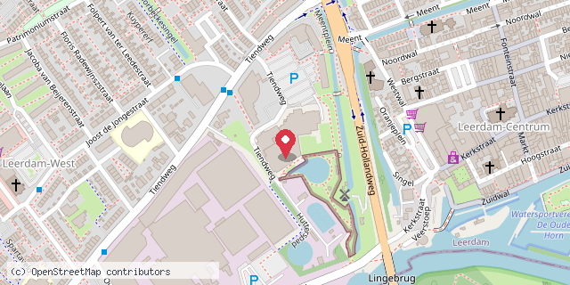 Een kaart met de locatie van Laco Leerdam, zwembad, sporthal en fitness