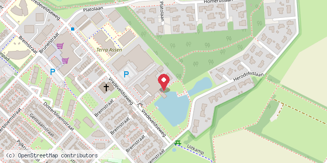 Een kaart met de locatie van Leencafé In Vijverhof