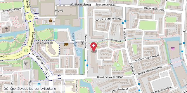 Een kaart met de locatie van Logopedisch Centrum Haarlem
