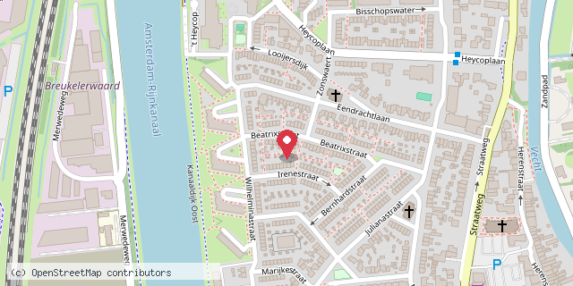 Een kaart met de locatie van Minibieb Beatrixstraat 12, Breukelen