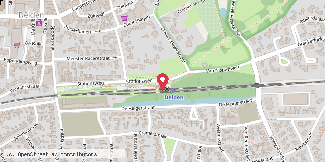 Een kaart met de locatie van Minibieb Kunststation Delden