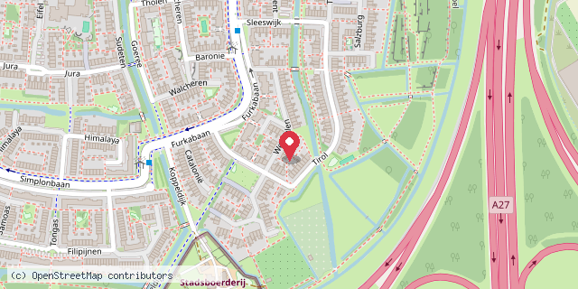 Een kaart met de locatie van Minibieb Lunetten