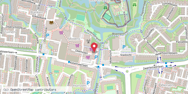 Een kaart met de locatie van Minibieb Merenwijk-centrum