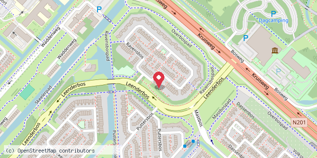 Een kaart met de locatie van Minibieb Ravensbos