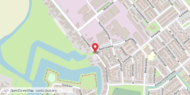 Een kaart met de locatie van Minibieb schansweg klundert