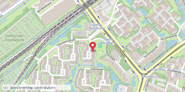 Een kaart met de locatie van Ooievaars Voorburg