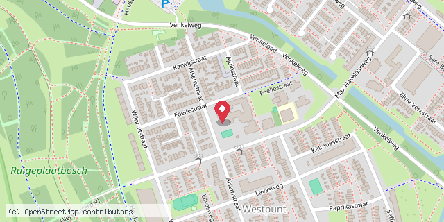 Een kaart met de locatie van PCB Het Westpunt