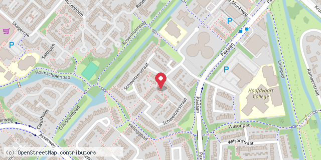 Een kaart met de locatie van Piep-kleine Bieb Hoofddorp Pax