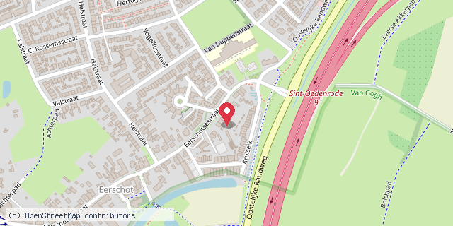 Een kaart met de locatie van Sint Oedenrode