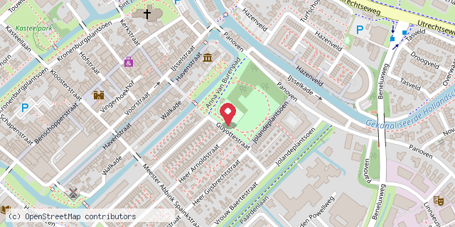 Een kaart met de locatie van Speeltuin Kloosterplantsoen