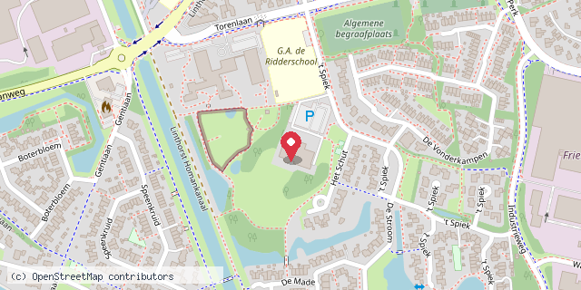 Een kaart met de locatie van Stichting Dierenweide Stroomdal