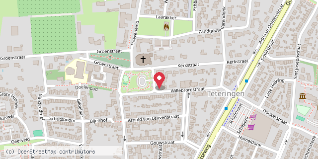 Een kaart met de locatie van Team Uniek