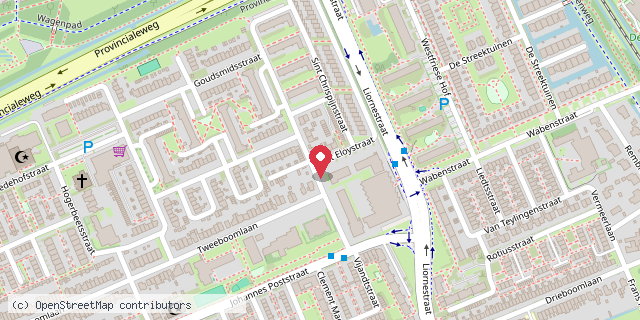 Een kaart met de locatie van Wijkcentrum De Zaagtand