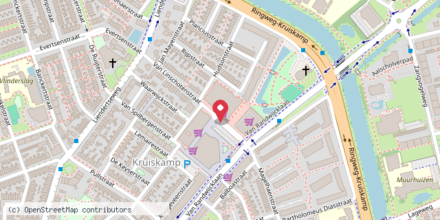 Een kaart met de locatie van Wijkteam STIP Kruiskamp 