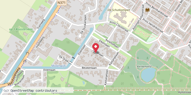 Een kaart met de locatie van Yvonne wiggering