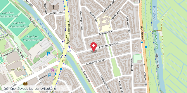 Een kaart met de locatie van Minibieb Roerdompstraat