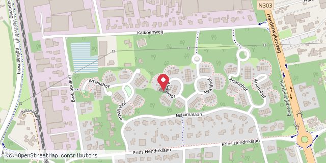 Een kaart met de locatie van Minibieb Alexiahof
