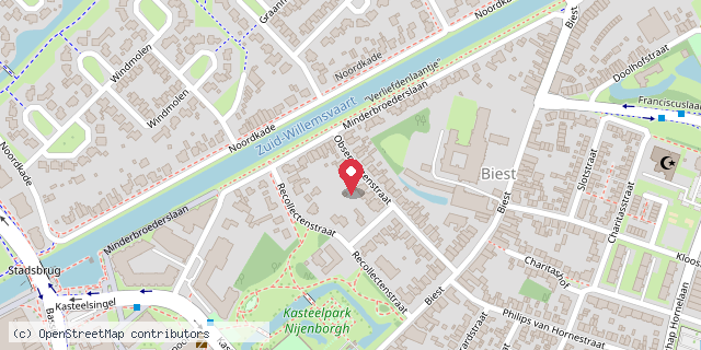Een kaart met de locatie van Jet Verberne