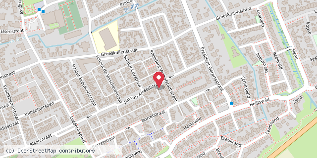 Een kaart met de locatie van L.Verhofstad
