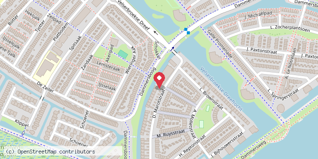 Een kaart met de locatie van Minibieb Marotstraat