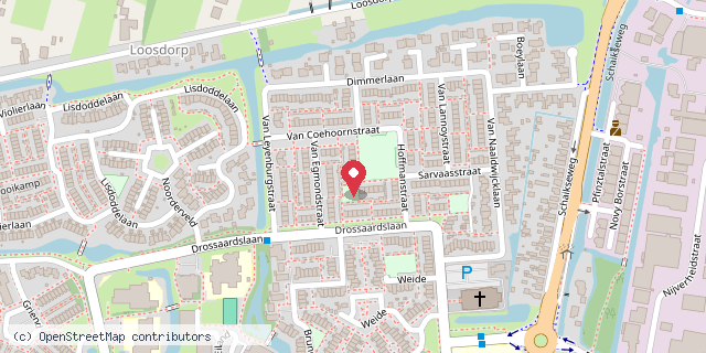 Een kaart met de locatie van Loes Beun