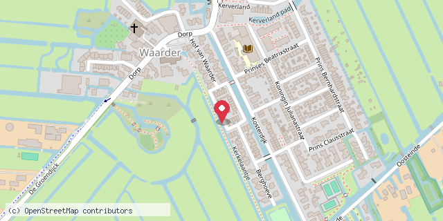 Een kaart met de locatie van Minibieb Waarder