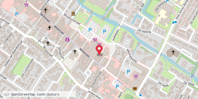 Een kaart met de locatie van Museum Joure